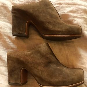 Kork-ease Sagano suede heel mules